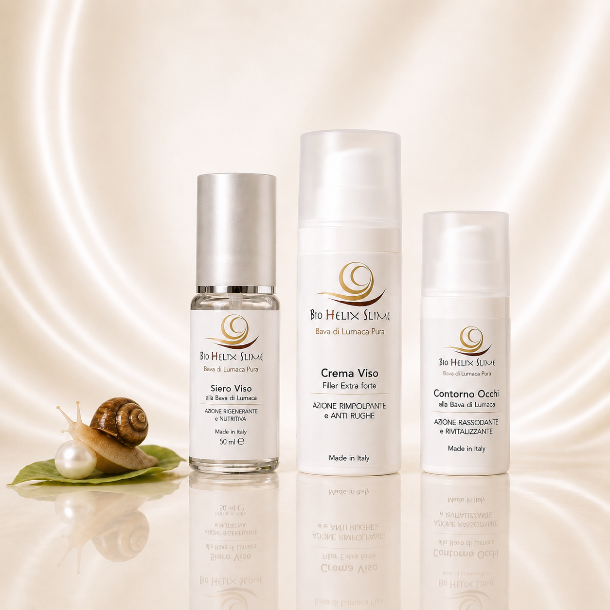 Bio Helix Slime 40+ Elastic Lift Hautpflege-Set mit regenerierendem Serum, Augenpflege und straffender Anti-Age Gesichtscreme.